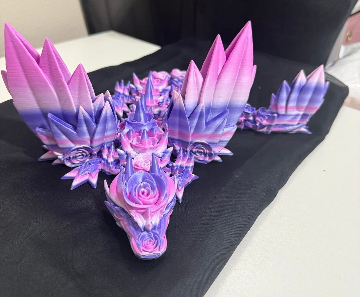 Dragon with roses and wing
