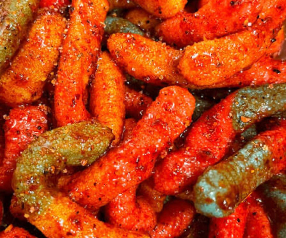 Chamoy and tajin gummy worms