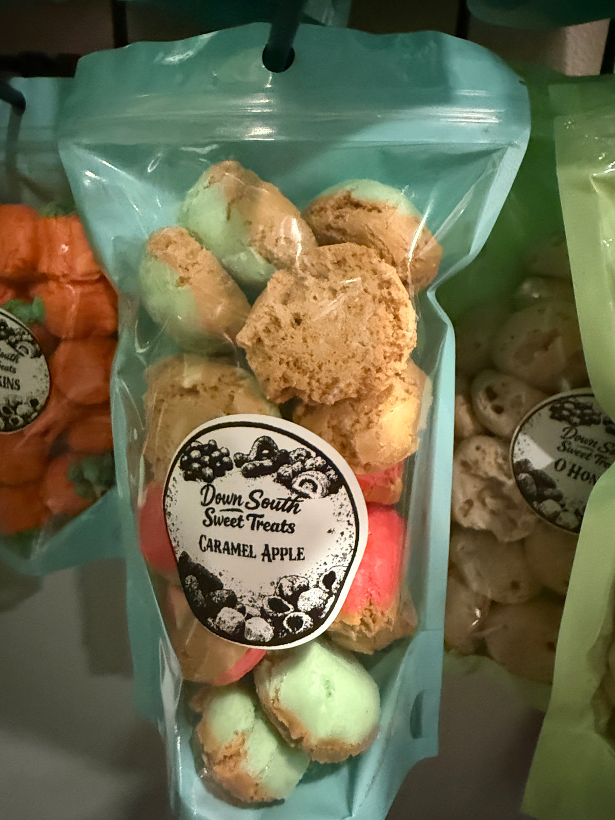 Caramel green and red apples
